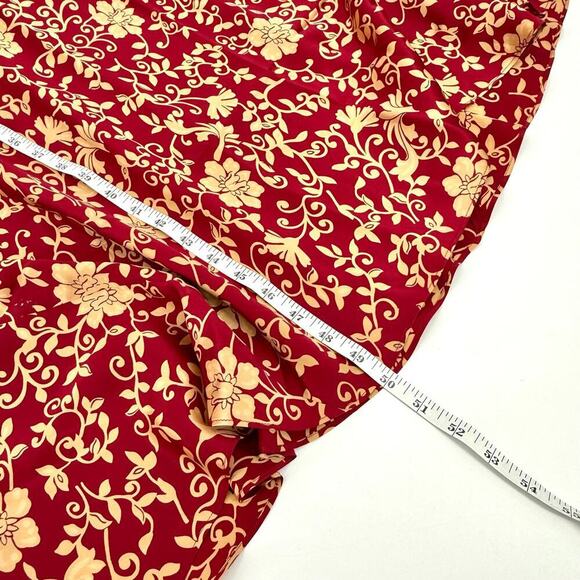 Talbots Intimates Silk Cranberry/Tan Floral Robe & Nightgown Size Medium Petite - Picture 13 of 13